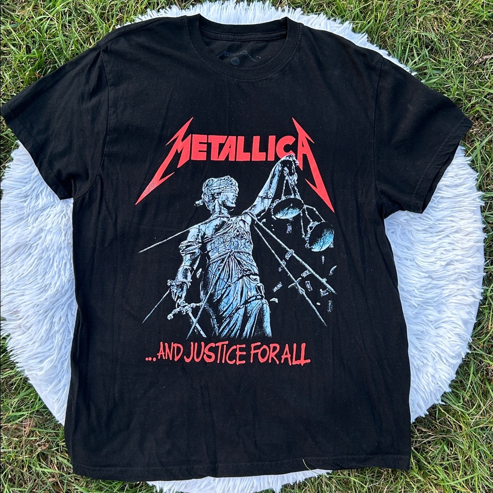 Metallica "Justice For All" Black Graphic T-Shirt Unisex Size Medium - Picture 4 of 10